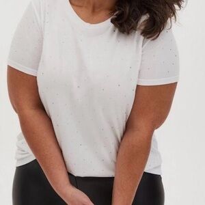 Torrid Crew Tee - Jersey Rhinestone White 3X